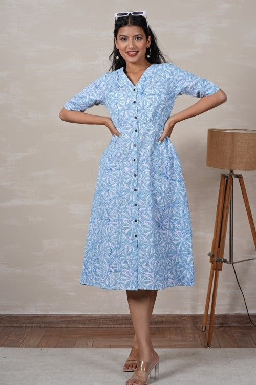 Sooti Syahi Cinderella Hand Block Printed Dress