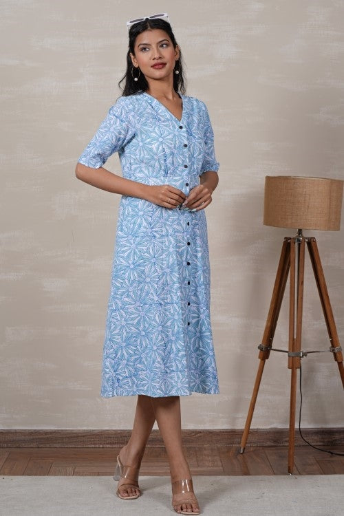 Sooti Syahi Cinderella Hand Block Printed Dress