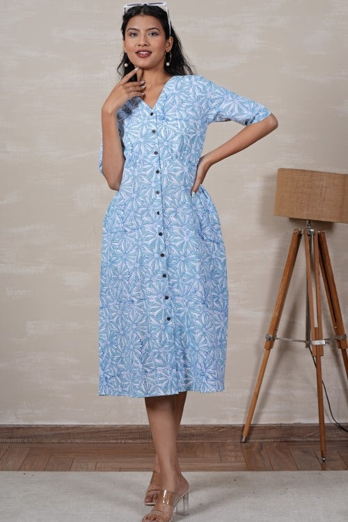 Sooti Syahi Cinderella Hand Block Printed Dress