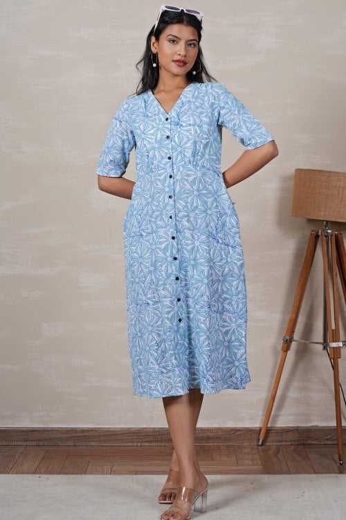 Sooti Syahi Cinderella Hand Block Printed Dress