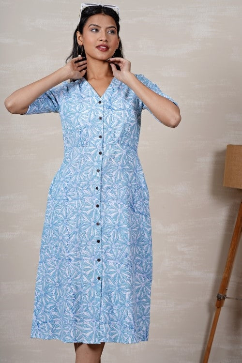 Sooti Syahi Cinderella Hand Block Printed Dress