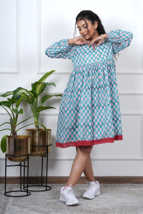 Sooti Syahi Aura Hand Block Printed Cotton Dress