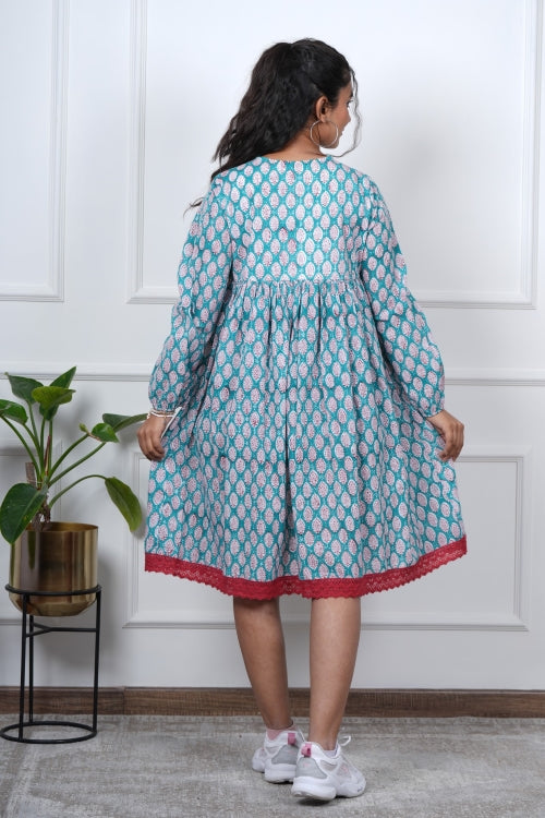 Sooti Syahi Aura Hand Block Printed Cotton Dress