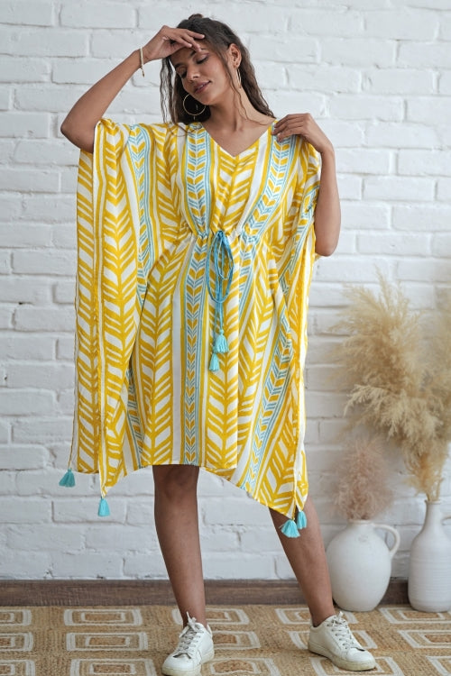Sooti Syahi Sweet Swrills Hand Block Printed Kaftan