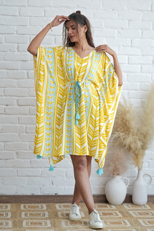Sooti Syahi Sweet Swrills Hand Block Printed Kaftan