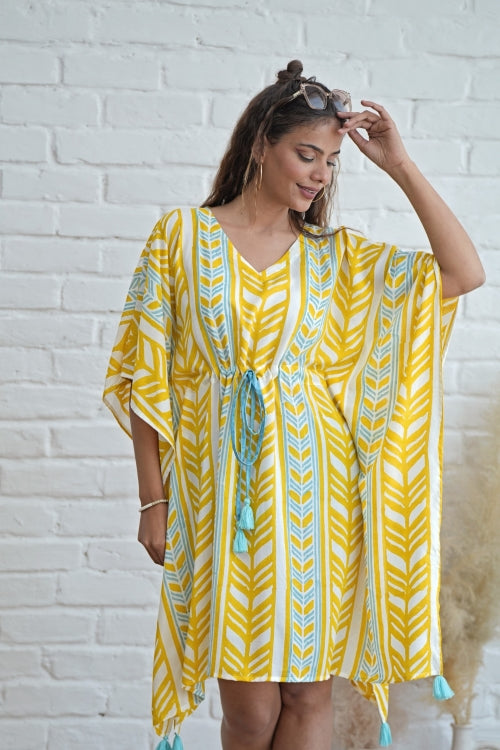 Sooti Syahi Sweet Swrills Hand Block Printed Kaftan