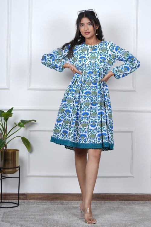 Sooti Syahi Petal Perfection Hand Block Printed Dress