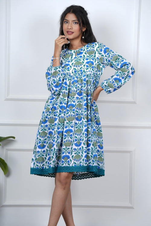 Sooti Syahi Petal Perfection Hand Block Printed Dress