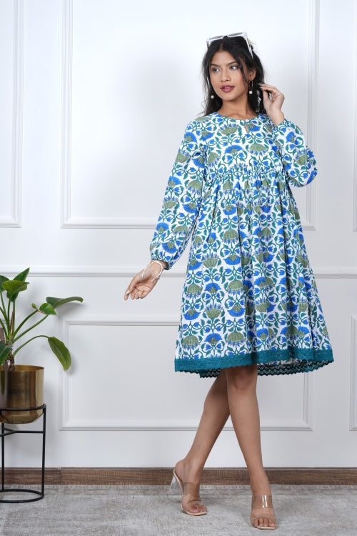 Sooti Syahi Petal Perfection Hand Block Printed Dress