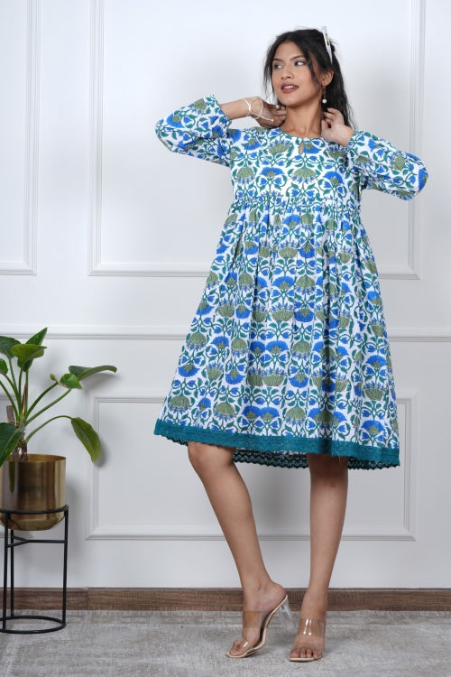 Sooti Syahi Petal Perfection Hand Block Printed Dress