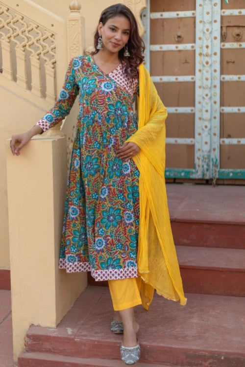Sootisyahi -“Celebration Medley” Hand Block Printed Cotton Suit Set