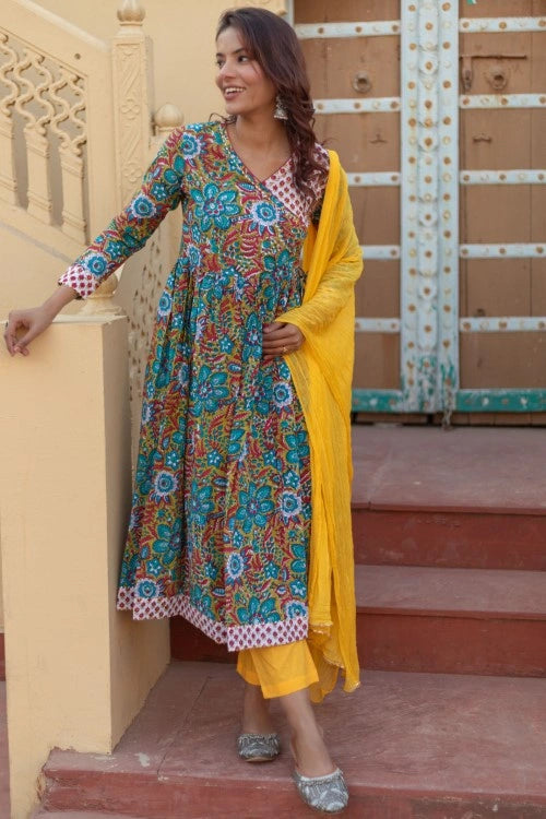 Sootisyahi -“Celebration Medley” Hand Block Printed Cotton Suit Set