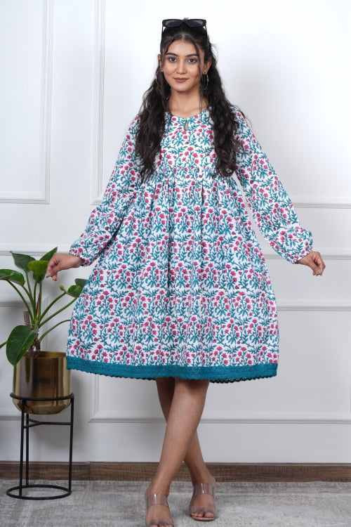 Sooti Syahi Jasmine Joy Hand Block Printed Dress