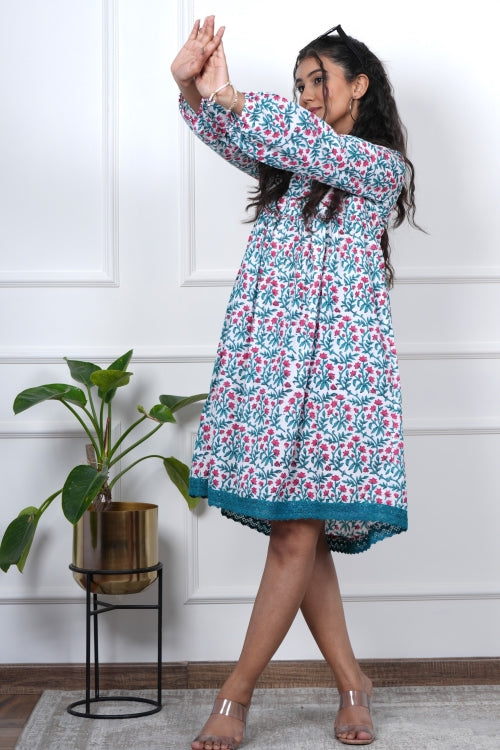 Sooti Syahi Jasmine Joy Hand Block Printed Dress