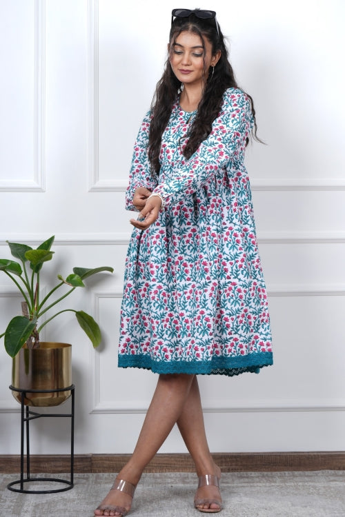 Sooti Syahi Jasmine Joy Hand Block Printed Dress