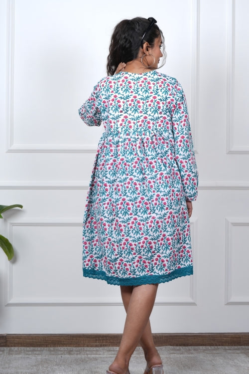 Sooti Syahi Jasmine Joy Hand Block Printed Dress