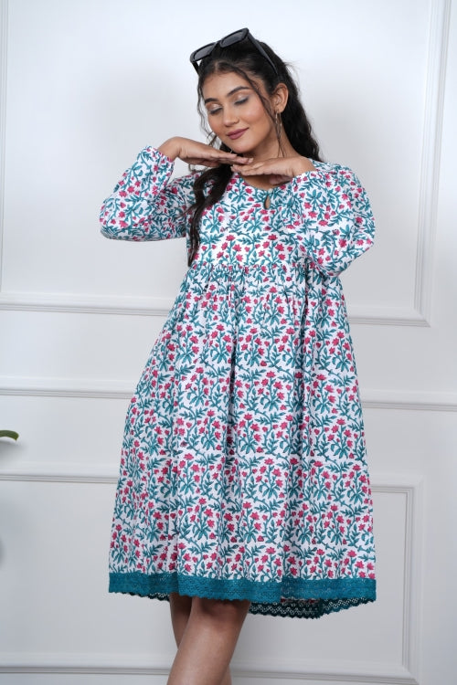 Sooti Syahi Jasmine Joy Hand Block Printed Dress