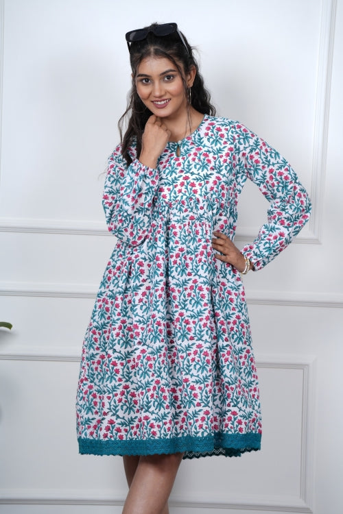 Sooti Syahi Jasmine Joy Hand Block Printed Dress