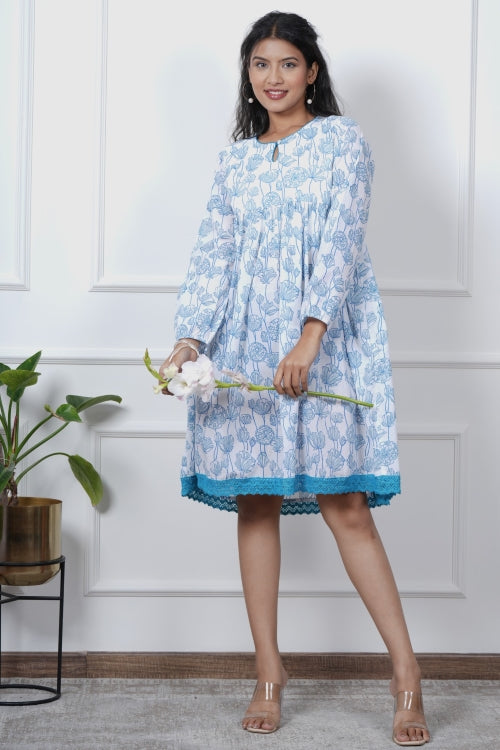 Sooti Syahi Lily Love Hand Block Printed Dress