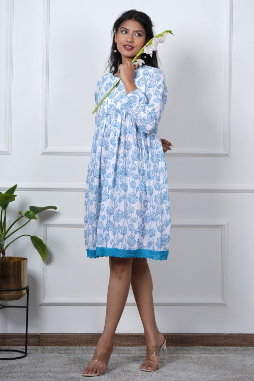 Sooti Syahi Lily Love Hand Block Printed Dress
