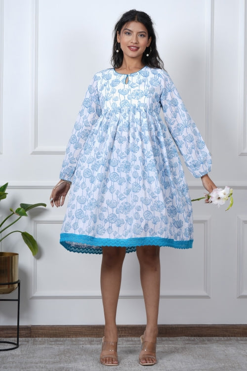 Sooti Syahi Lily Love Hand Block Printed Dress
