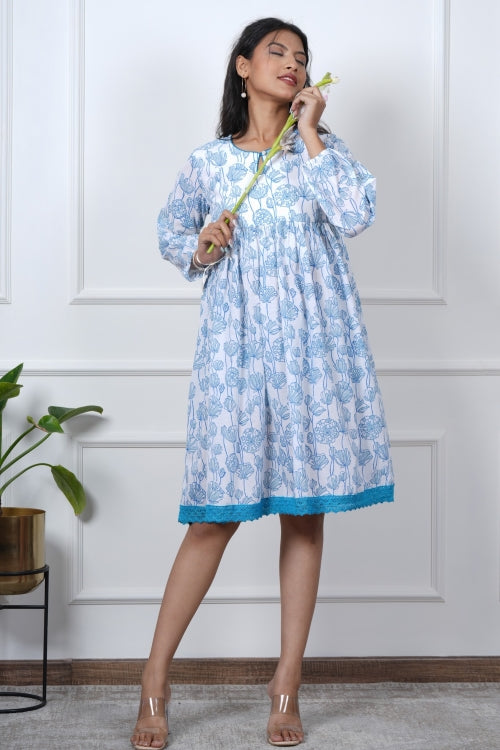 Sooti Syahi Lily Love Hand Block Printed Dress