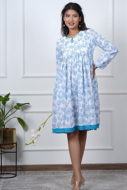 Sooti Syahi Lily Love Hand Block Printed Dress