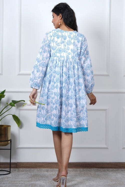 Sooti Syahi Lily Love Hand Block Printed Dress