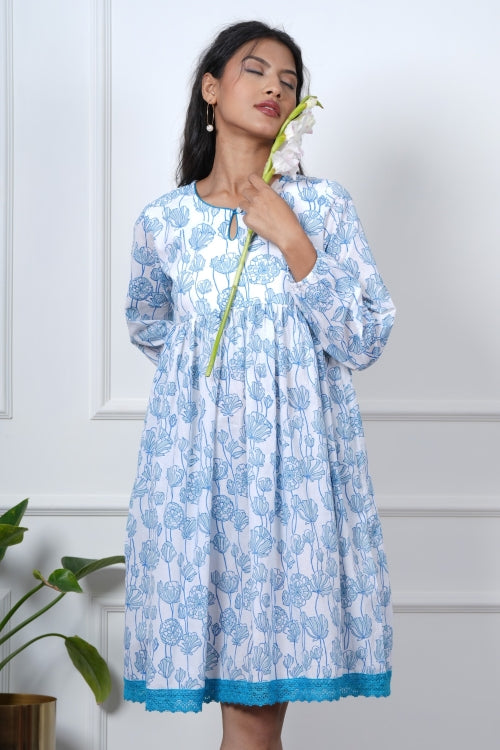Sooti Syahi Lily Love Hand Block Printed Dress