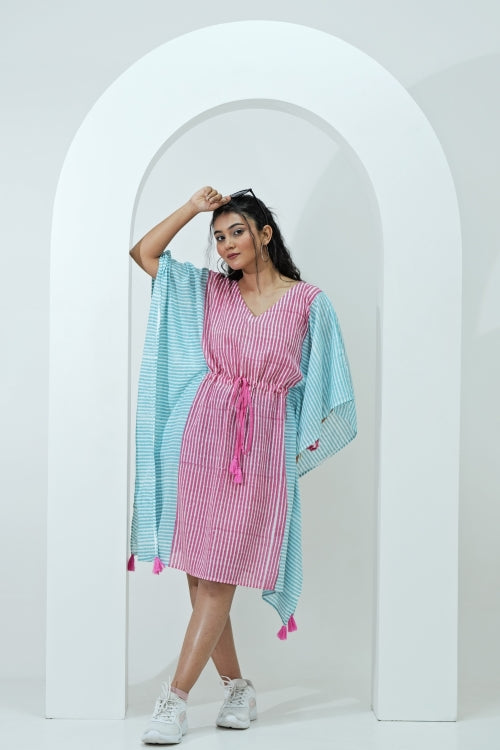 Sooti Syahi Sugarplum Hand Block Printed Kaftan