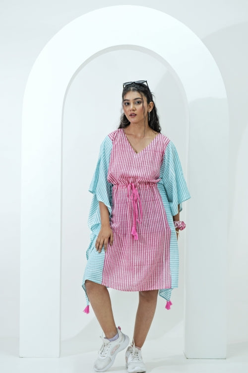 Sooti Syahi Sugarplum Hand Block Printed Kaftan