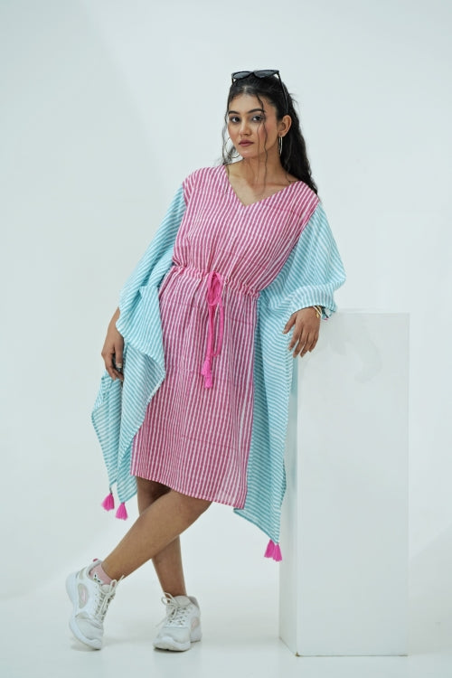 Sooti Syahi Sugarplum Hand Block Printed Kaftan