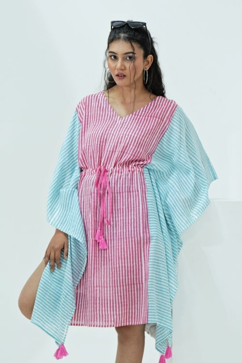 Sooti Syahi Sugarplum Hand Block Printed Kaftan