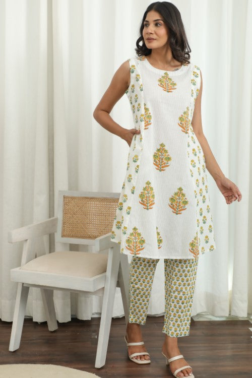 Sootisyahi ' Gardenia ' Hand Block Printed Co-Ord Set