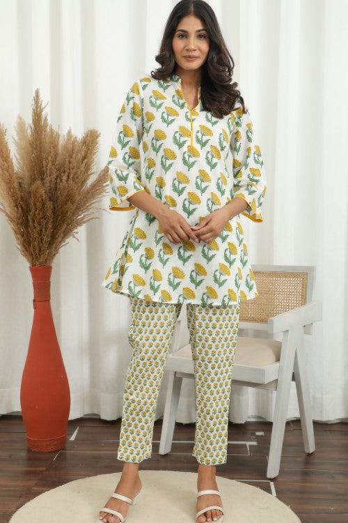 Sootisyahi ' Petalora ' Hand Block Printed Co-Ord Set