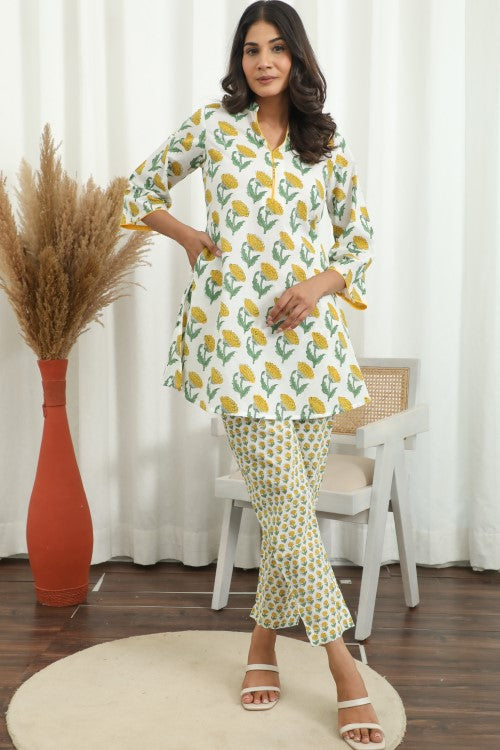 Sootisyahi ' Petalora ' Hand Block Printed Co-Ord Set