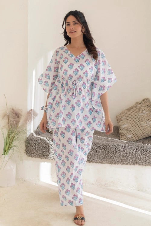Sootisyahi -Pastel-Bloom-Cotton-Kaftan-Set