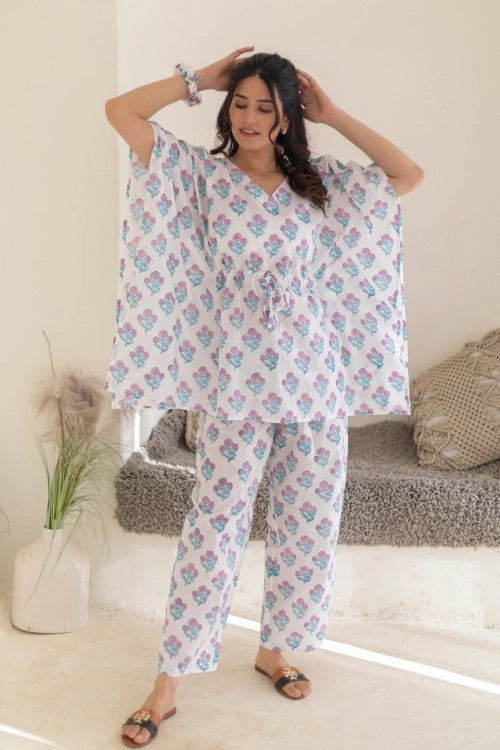 Sootisyahi -Pastel-Bloom-Cotton-Kaftan-Set