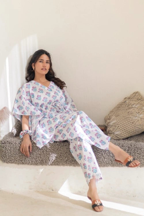 Sootisyahi -Pastel-Bloom-Cotton-Kaftan-Set