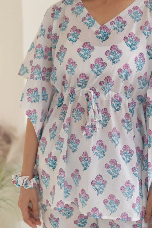 Sootisyahi -Pastel-Bloom-Cotton-Kaftan-Set