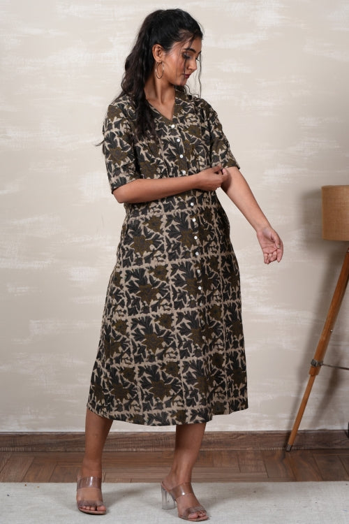 Sooti Syahi Tiana Hand Block Printed Dress
