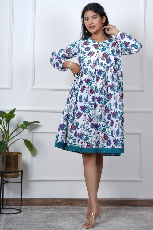 Sooti Syahi Lotus Luxe Hand Block Printed Dress