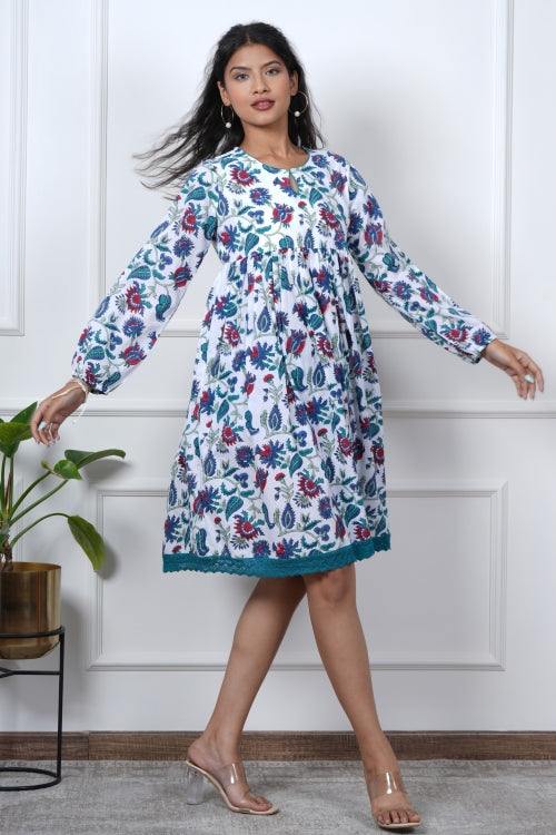 Sooti Syahi Lotus Luxe Hand Block Printed Dress