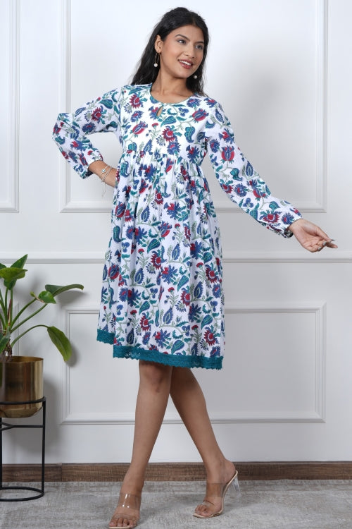 Sooti Syahi Lotus Luxe Hand Block Printed Dress