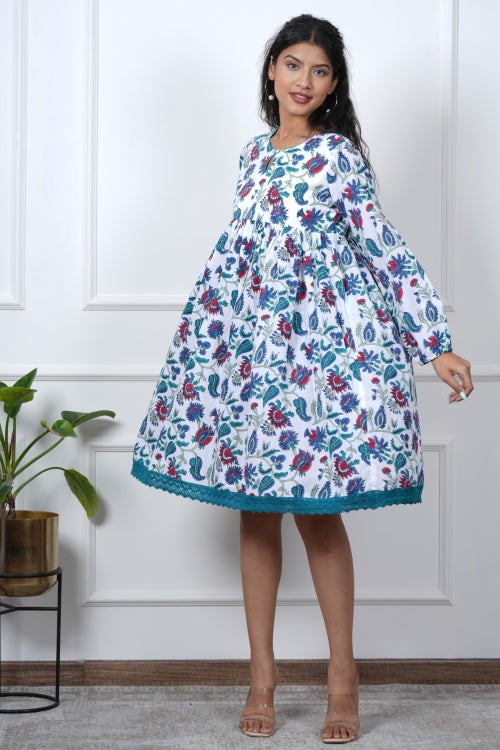Sooti Syahi Lotus Luxe Hand Block Printed Dress