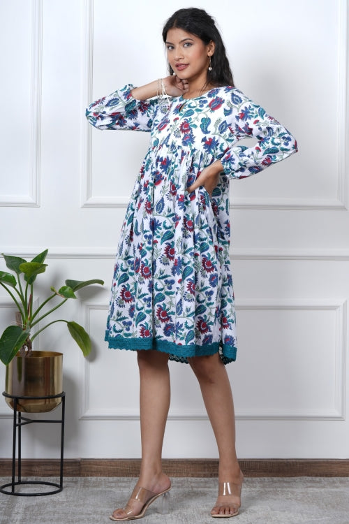 Sooti Syahi Lotus Luxe Hand Block Printed Dress