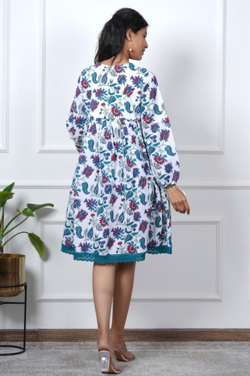 Sooti Syahi Lotus Luxe Hand Block Printed Dress