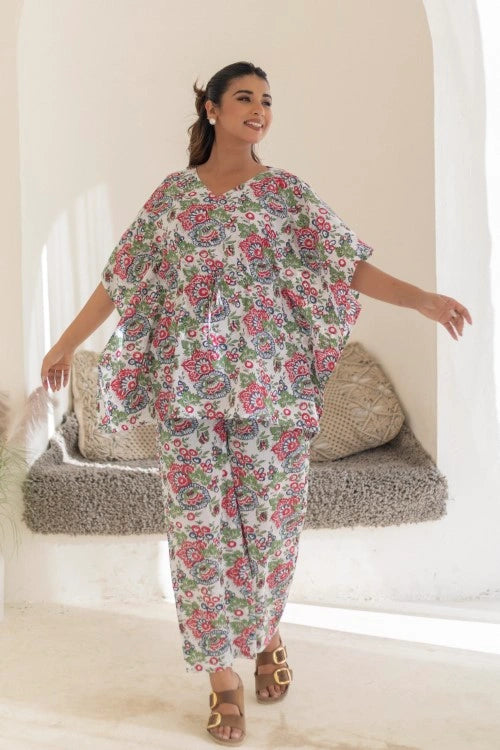 Sootisyahi -Floral-Serenity-Cotton-Kaftan-Set