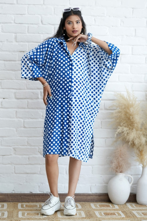 Sooti Syahi Joyce In Blue Hand Block Printed Oversize Shirt