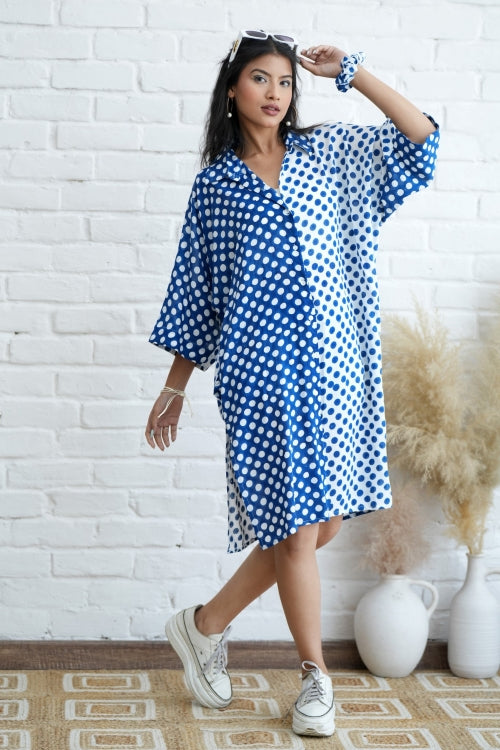 Sooti Syahi Joyce In Blue Hand Block Printed Oversize Shirt